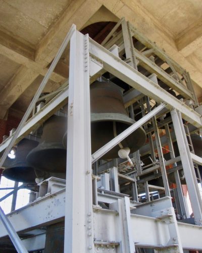 Bells in a large metal frame